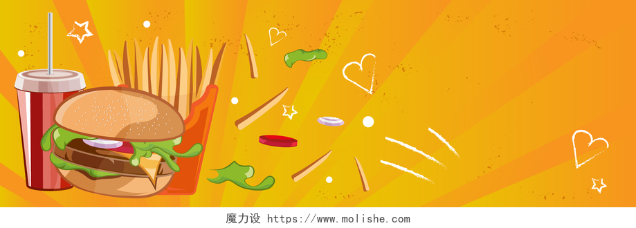 卡通简约快餐美食食物banner素材